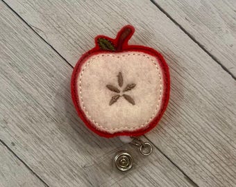 Sliced Apple Feltie Badge Holder, Retractable ID Reel