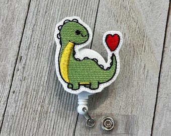 Dinosaur Heart Felt Badge Reel: Dino ID Holder