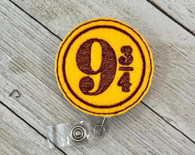 9 3/4 badge reel, 9 3/4 train ID holder, HP feltie, badge pull