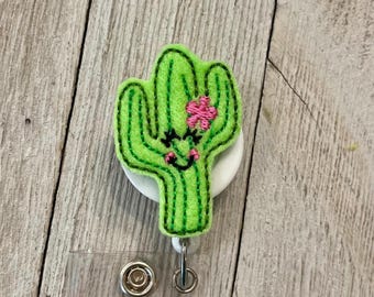 Cactus Felt Badge Reel: Desert Plant ID Holder