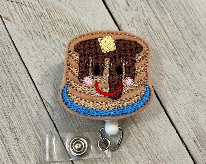 Pancake Stack Felt Badge Reel: ID Holder, Teacher, Nurse