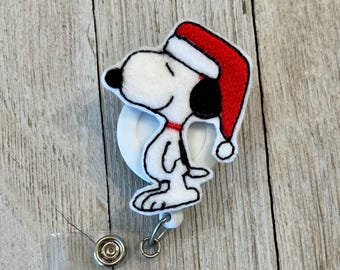 Santa Dog Badge Reel: Feltie ID Holder