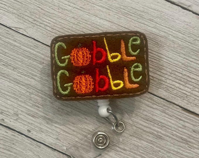 Gobble Badge holder, turkey badge holder, retractable reel, turkey feltie, badge pull