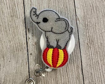 Baby Elephant Feltie Badge Reel - Circus ID Holder
