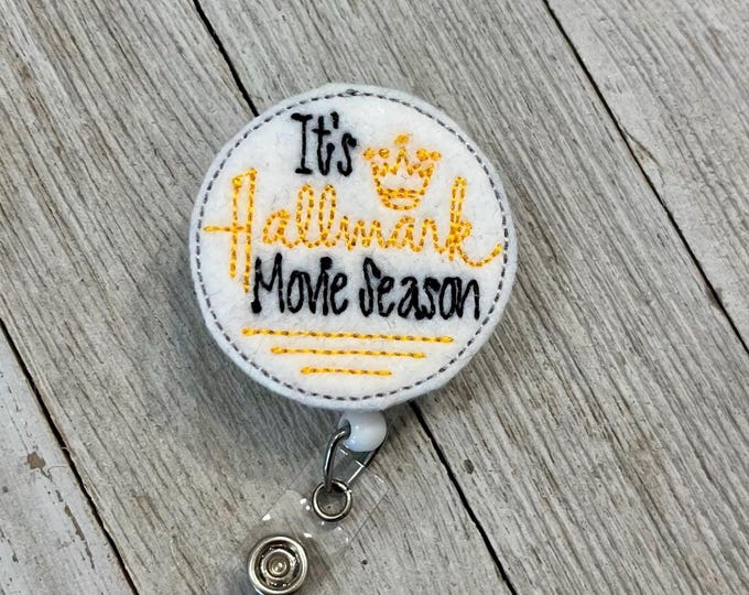 Hallmark movie season badge reel, hallmark season ID holder, hallmark movie season feltie, badge pull