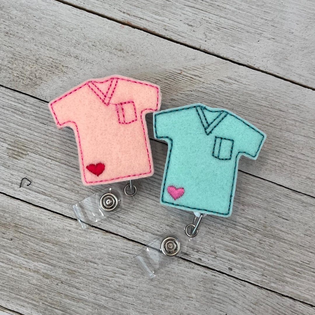 Scrub Top Badge Reel: Felt ID Holder for Medical Staff - Etsy