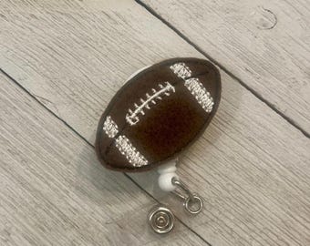 Football Felt Badge Holder: Retractable ID Reel
