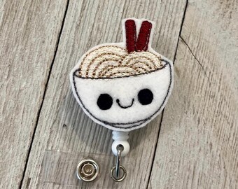 Noodle Bowl Badge Reel: Soba Feltie ID Holder