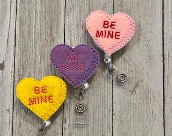 Word Heart Felt Badge Reel: Be Mine ID Holder