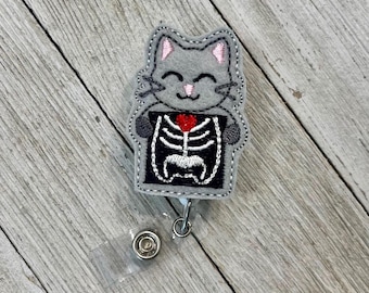 X-Ray Cat Badge Holder: Feltie Retractable ID Badge Reel