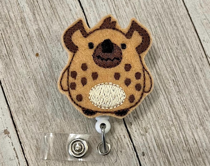 Hyena Feltie Badge Reel: Animal ID Holder