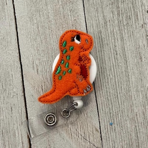 T-Rex badge holder, dinosaur badge holder, dinosaur feltie, retractable, real, badge holder