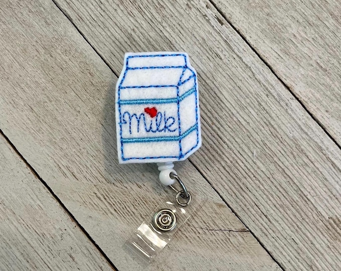 Milk badge holder, milk carton badge, badge pull