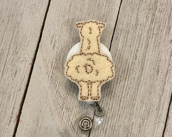 Llama Feltie Badge Holder, Retractable ID Reel