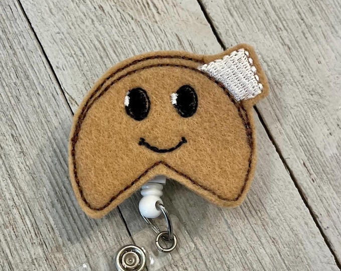 fortune cookie badge reel. Cookies ID holder, Chinese feltie, badge pull