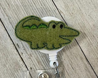 Alliagator badge reel, reptile ID holder, gator feltie, badge pull