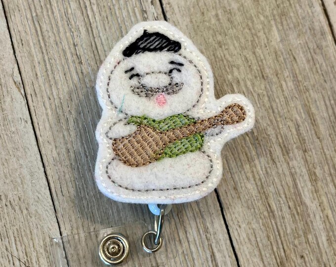 Singing Snowman Badge Reel: Feltie ID Holder