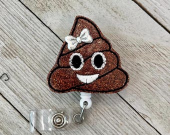Glitter Poop Badge Reel: Fun Felt ID Holder