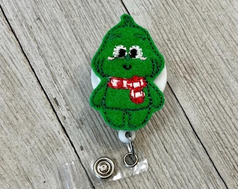Baby Christmas Monster Felt Badge Reel - ID Holder