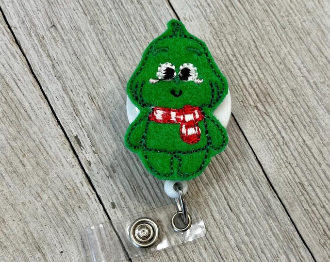 Baby Christmas Monster Felt Badge Reel - ID Holder