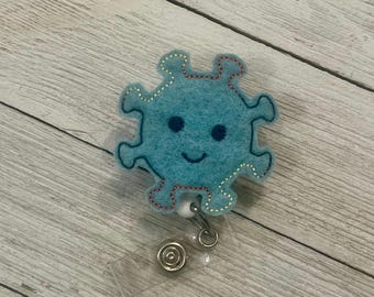 Happy Germ Feltie Badge Holder, Retractable ID Reel