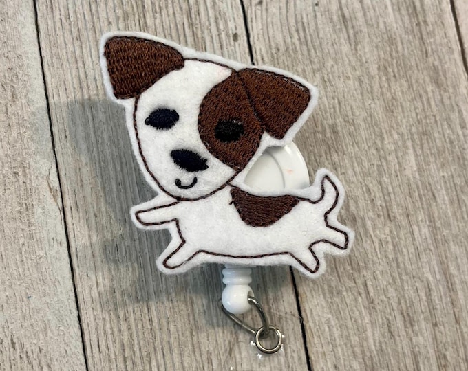 Little dog badge holdet, terrier, dog badge holder, little terrier feltie, badge pull
