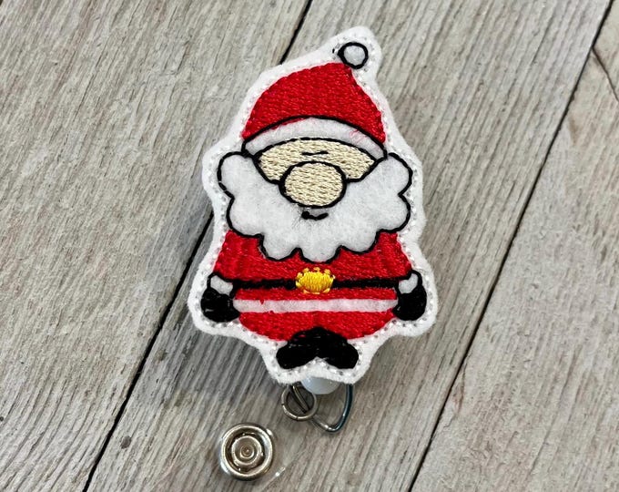 Santa Felt Badge Reel: Retractable ID Holder