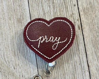 Praying Heart Felt Badge Reel: ID Holder, Nurse, Teacher