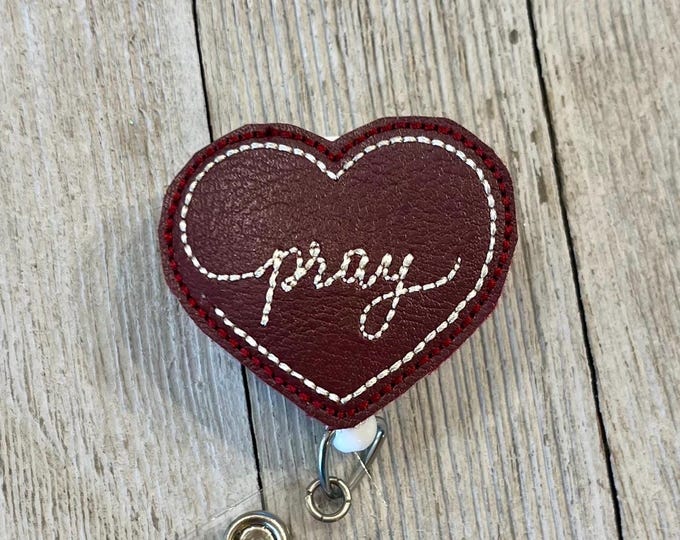 Praying Heart Felt Badge Reel: ID Holder, Nurse, Teacher