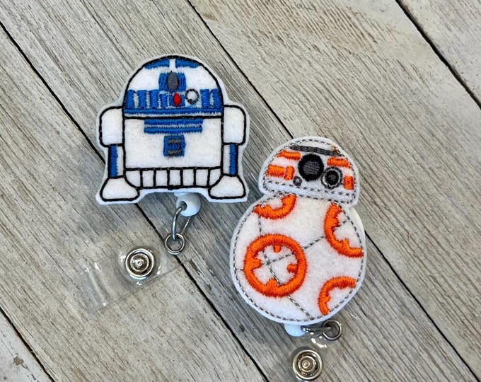 Robot badge reel, robot ID holder, Robot feltie, badge pull