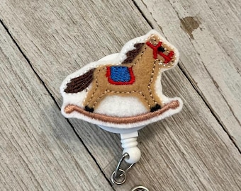 Rocking Horse Badge Reel: Felt ID Holder for Kids