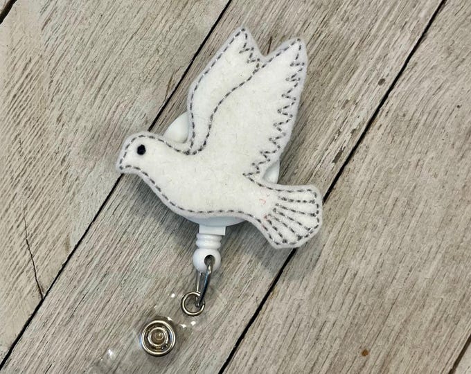 Dove Feltie Badge Reel, Wreath ID Holder