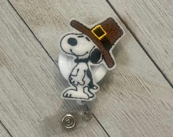 Pilgrim Dog Felt Badge Holder: Retractable ID Reel