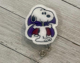 Dog Vampire Felt Badge Holder: Retractable ID Reel