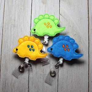Stegosaurs badge holder, retractable reel, Dinosaur badge holder