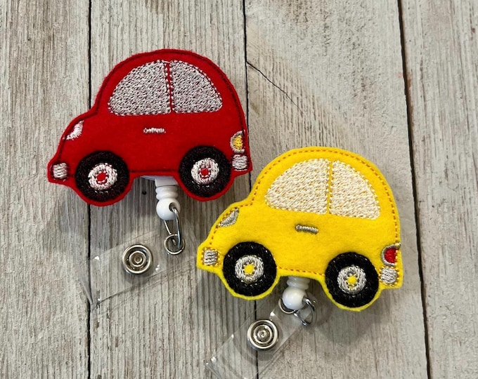 VW Bug Felt Badge Reel: Retractable Car ID Holder