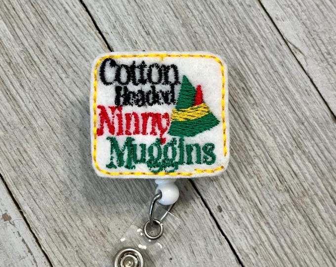 Cotton headed badge reel, elf ID holder, elf movie feltie, badge pull