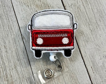 Vintage Van Badge Reel: Felt Automobile ID Holder