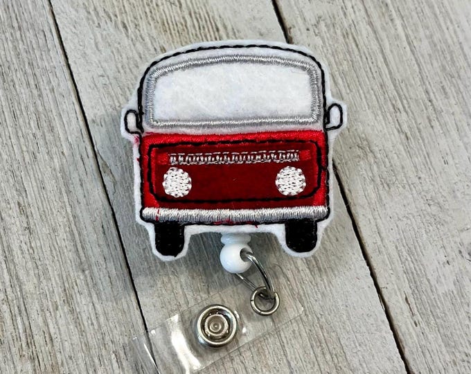Vintage Van Badge Reel: Felt Automobile ID Holder