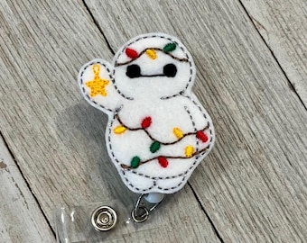 Nurse Robot Badge Reel: Felt Christmas Lights ID Holder