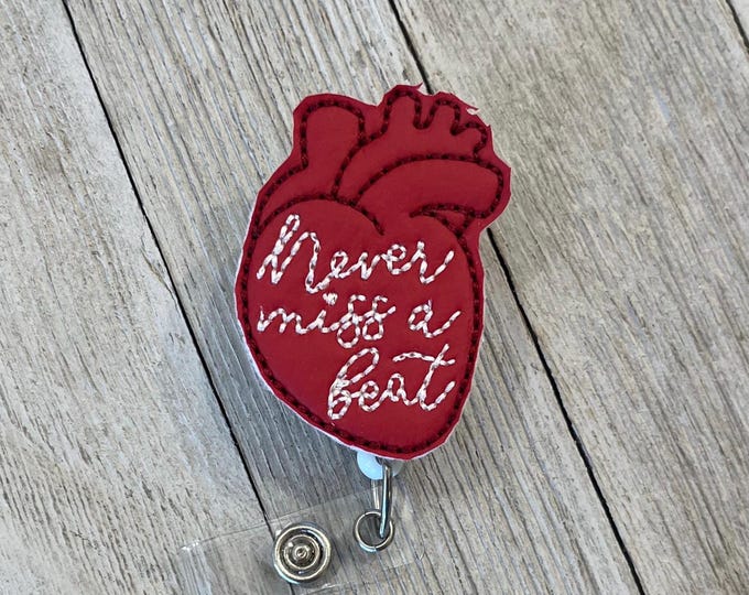 Heartbeat Felt Badge Reel: ID Holder for Nurses, Doctors