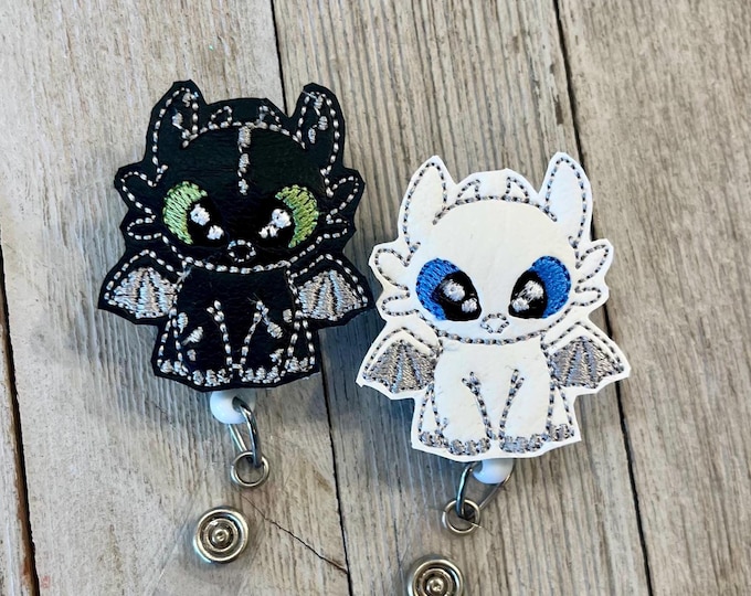 Black Dragon Badge Reel: Cartoon Feltie ID Holder