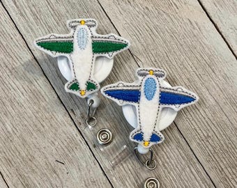 Airplane badge reel, jet ID holder, plane feltie, badge pull