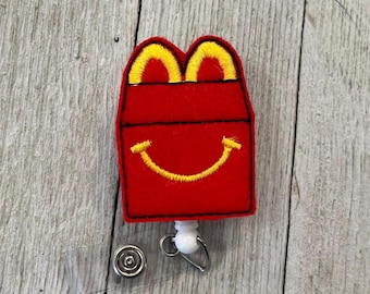 Kid's Meal Felt Badge Reel: Happy ID Holder