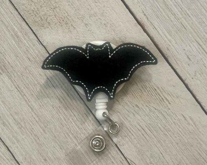 Bat silhouette badge holder, bat ID holder, bat feltie, badge pull