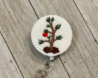 Charlie Brown Christmas Tree Badge Reel: Felt ID Holder