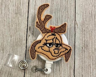 Reindeer Feltie Badge Reel - Christmas Dog ID Holder