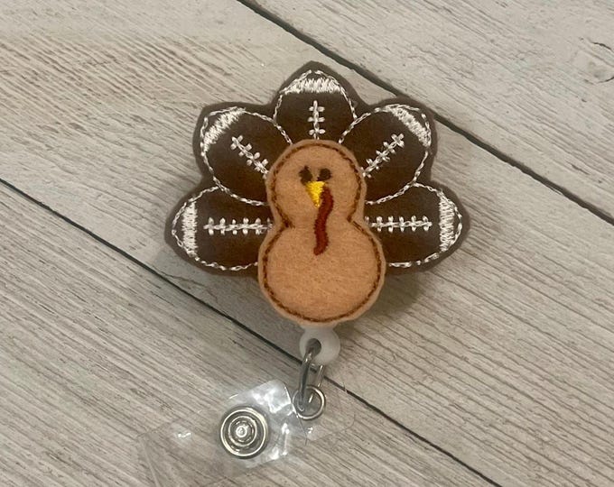 Football Turkey reel-turkey badge- football badge- football turkey feltie- badge pull