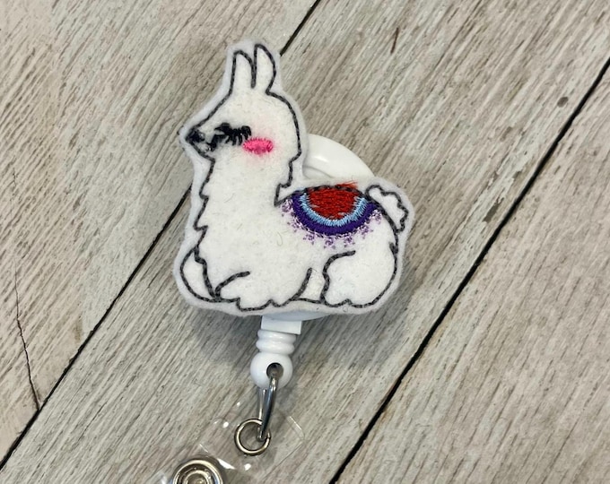 Llama sitting Feltie Badge Reel - Christmas Story ID Holder