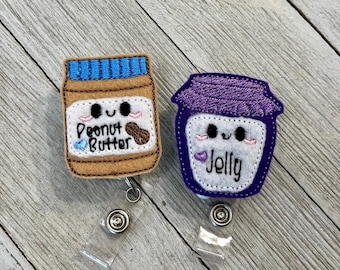 Peanut Butter & Jelly Badge Reel: Fun Felt ID Holder